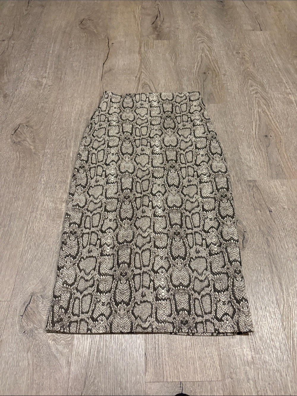 Zara Snake-Print Pencil Skirt in Black and Cream SMALL